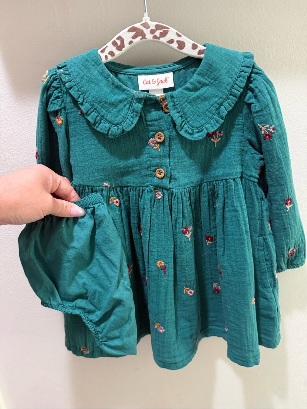 Cat & Jack Teal Floral Collar Dress